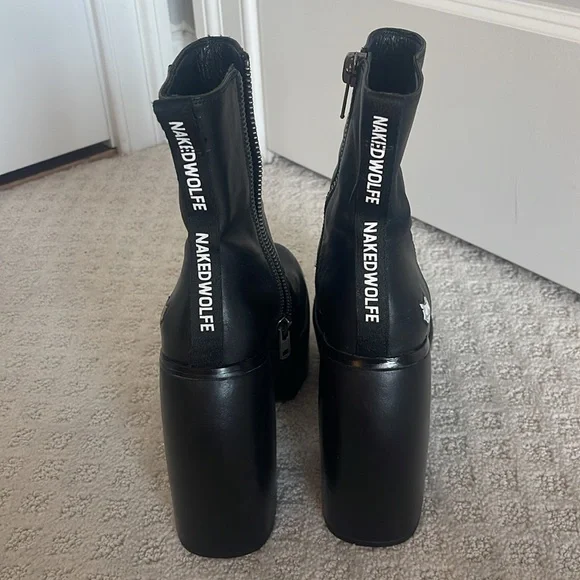 Naked Wolfe Platform Leather Ankle Boots - Picture 2 of 3